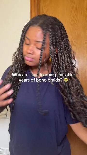 Shoutout to my new braider- she’s the first braider who actually explained how to properly maintain my boho braids. 🤎✨ #bohobraids #hairbonnet #protectivestyles #blackhairtiktok #tiktokshopmademebuyit 