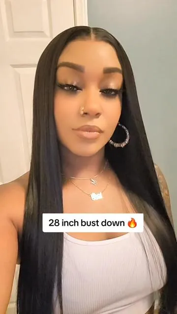 This hair is 🔥 28 inch glueless wear and go wig. Literally throw on and go. Less than $30 🙌🏽 @SALLYWELL HAIR #syntheticwig #gluesswig #straightwig #blackgirlhair  #fyp 