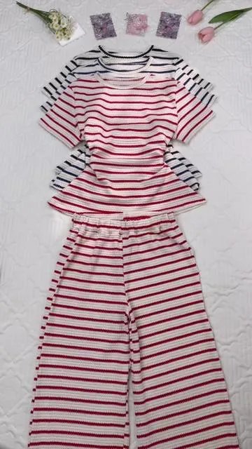 Stripes never go out of style—it’s crazy how this set is both comfortable and elevated… totally addictive 😳#DealsForYouDays#2pieceset#Striped#TShirt#LongPantsSet