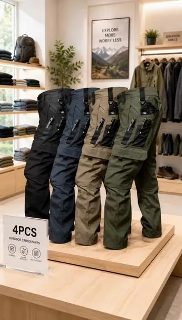 Paquete de 4 pantalones tácticos HOMUG para hombres, Ripstop Work Pantalones para hombres, pantalones cargo ligeros de senderismo, ropa para exteriores, adecuado para deportes al aire libre, entrenamiento, personal de campamento y construcción, regalo para el verano. #HOMUG #4pack #Tactical #pants #fo
