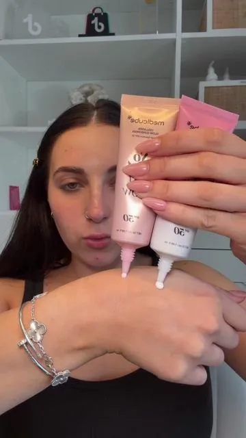 NEW Medicube no cast just dew vs no cast just glow ✨ dew: pdrn, serum like texture, even more lightweight. Very reflective  ✨ glow: collagen and lotion like texture. Glowy but not as dewy. Best for oily skin or people who don’t like as much reflect Both are SPF50. I prefer the dew!  @medicube US Store  #medicube #spf #sunscreen #dealsforyoudays #tiktokshopcreatorpicks 