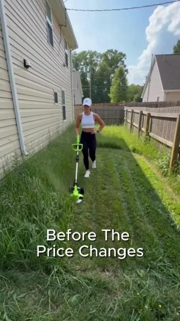 "I think this wheeled lawnmower is a total lifesaver for women. It makes yard work so much easier!"#weedeacker #lawncare #cordlessmower 
