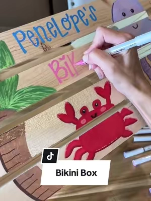 Bikini box inspo with my Ohuhu Kahuku acrylic markers #ohuhupaintmarkers #ohuhukahuku #bikinibox #summercrafts #craftideas 