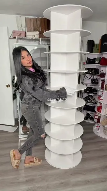 【Deals for You Days】Rotating Shoe Rack Tower, Spinning Shoe Display Lazy Susan, Revolving 360 Shoe 