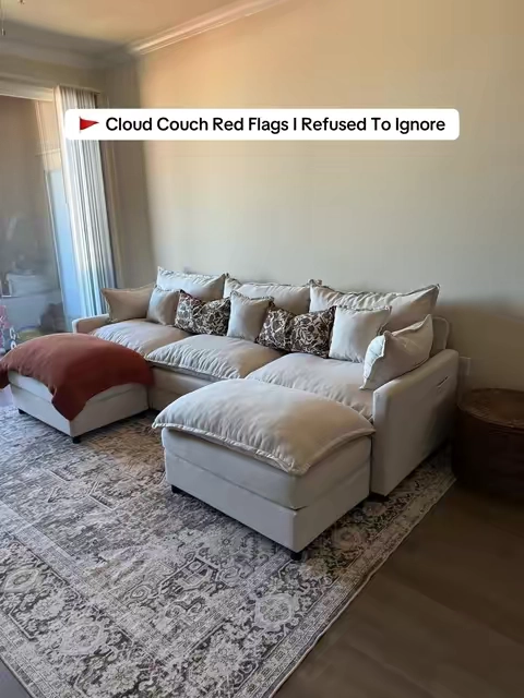 Love my cloud couch so much 🥰☁️🤍 #cloudcouch #homefinds #cozyhome #affordablefurniture 