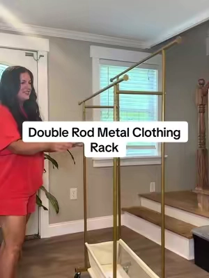Double Rod Metal Clothing Rack #clothingrack #clothingstorage #homestorage #dealsforyoudays 