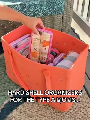 If you need to be organized to function, you will absolutely love these hard shell organizers! I use them in my pool bag, diaper bag, car caddy, toy storage, literally everywhere!! #stayorganized #typeamom #organization #organizationhacks #whatsinmybag 