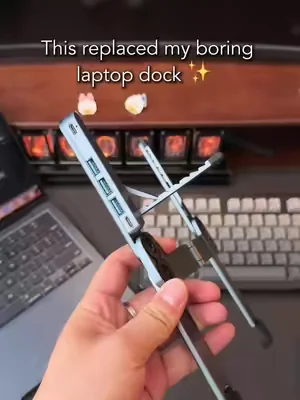 I never guessed a laptop stand could replace my entire bulky docking station 😱 #LaptopAccessories #PortableTech #WorkOnTheGo #DockingStationHack