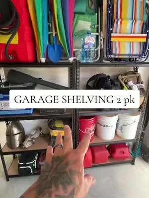 Finally got my garage under control — these Raybee shelves hold more than I expected and look clean doing it. #GarageOrganization #GarageShelf #HomeOrganization #WarehouseShelf #GarageStorage 