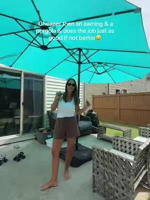 If it wasn’t for this umbrella being back here we would never come in our backyard in the afternoon!  #dealsforyoudays #umbrella #summerwins #backyard #patio 