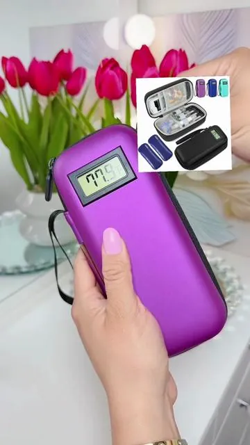@Medineed #dealsforyoudays Estuche de viaje refrigerado para insulina, nevera portátil para medicamentos con indicador de temperatura, artículo esencial para viajes, estuche para diabetes con 2 paquetes de gel reutilizables, aprobado por la TSA para suministros para diabéticos (patente en trámite).