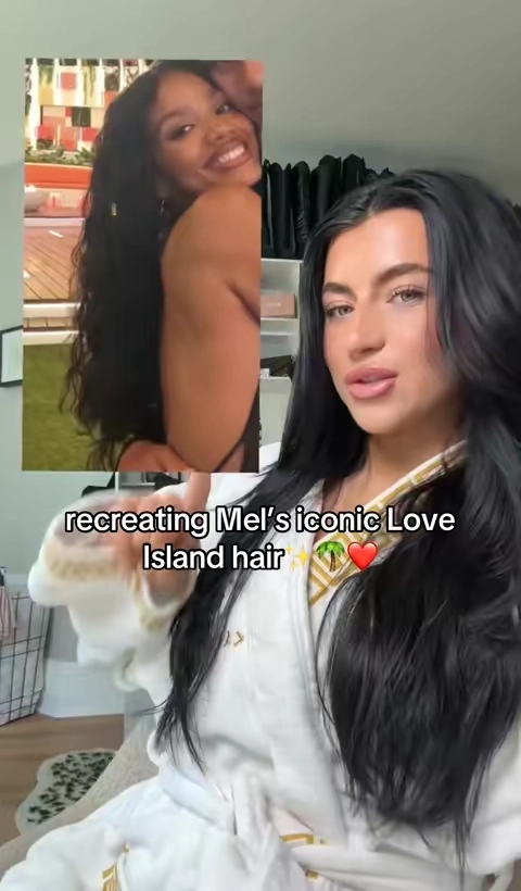 …soooo I had to recreate it😍 the Wavytalk Power Wave made those soft, lived in waves SO easy #LoveIsland #hairtok #beachwaves #summerhair #loveislandmelanie 