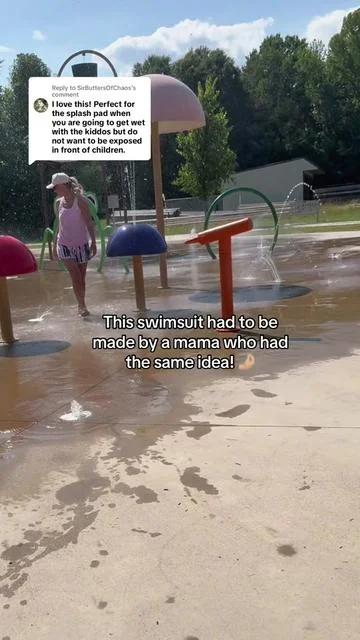 Replying to @SirButtersOfChaos It’s perfect for the splash pad! I don’t even have to worry about changing! 🙌🏼🩵 @Aidonger #swimsuit #tankini #summeractivities #dealsforyoudays #summerwins 