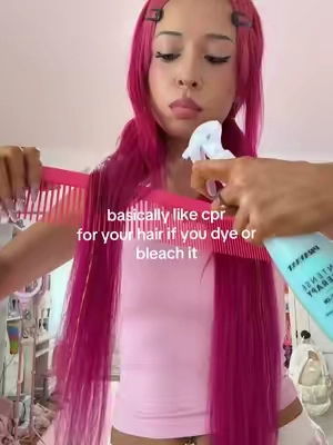 my hair was crunchy at one point after 5+ years of pink🧜🏼‍♀️ #hairhealth #bleachdamage #pravana #dealsforyoudays #summerwins
