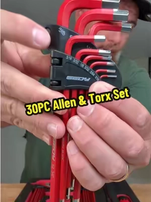 30PC Long Arm Allen Wrench Set | SAE, Metric & Torx Hex Key Set with T-Handle Extension and Ball End Design for More Reach and Leverage #tooltok #mechanictools #allenwrench #torx #tiktokshopcreatorpicks 