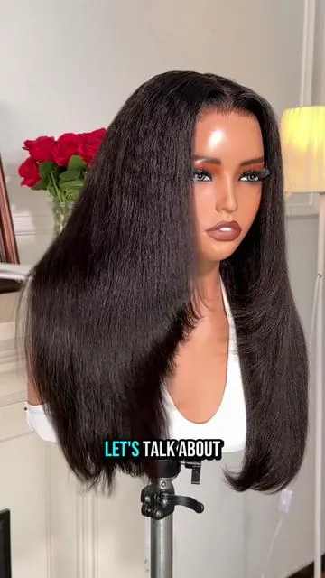 No glue and pre layered and super natural kinky straight new-in wig?!🤫🤎🛍️🛒#luvmehair #blackgirlmagic #dealsforyoudays #bustdown #blowouthair #kinkystraightwig #longwig #layeredwig #midyearsale #summerwig #summerhair