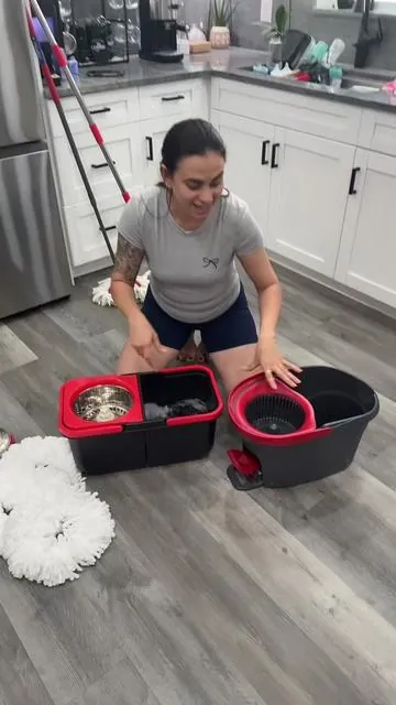 Mop And Bucket Set with 360° Rotatable Mop 3 Microfiber Heads 61/48-Inch Adjustable Handle Efficient Cleaning Supplies#mop #cleaning 