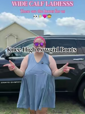 Wide calf approved knee high boots 👀 #widecalfkneehighboots #widecalfboots #widecalffriendly #tiktokshopcreatorpicks #kneehighcowgirlboots 