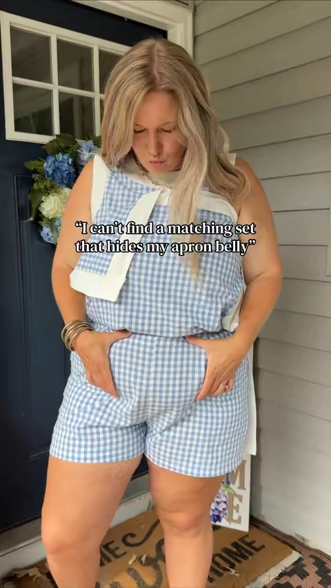 I’m 5’6” size 14 wearing the XL!  This 100% cotton matching set is one of my go to summer outfits! I love how it doesn’t cling to my apron belly, it literally hides it. I need it in every color!!  #outfit #outfitinspo #apronbelly #outfitideas #summeroutfits