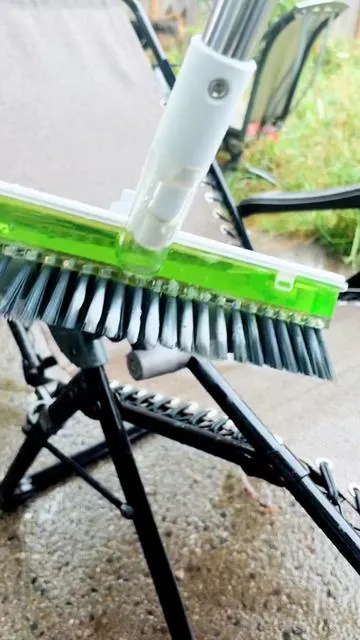 I love this brush so much!! You put your product in the rubber valve and scrub away!!#cleanwithme #deepclean #scrubbrush #outdoorclean 