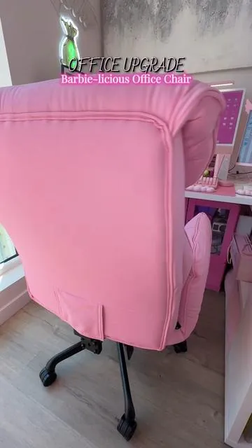 This chair is so comfy, has a foot rest, reclines back and you can sit cross cross applesauce #officechair #crisscrosschair #recliningchair #deskchair #pinkaesthetic 
