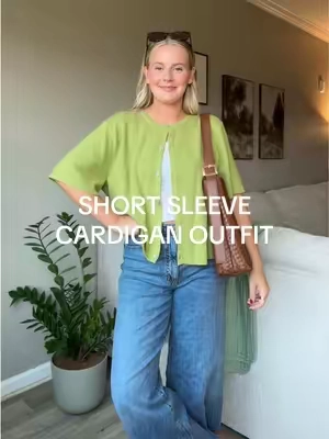 Get dressed with me & my favorite top ever  #womensfashion #outfitideas #shortsleevecardigan #summeroutfits 