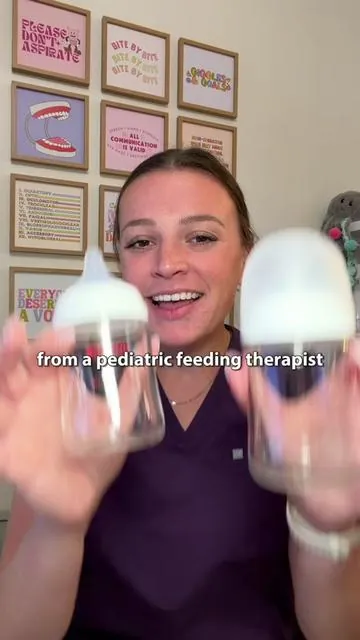 Here’s a baby bottle I have been loving in feeding therapy because of things like flow rate and nipple shape. 🍼 As a pediatric feeding therapist, I want to help you choose a bottle for your baby to help you make feeding your baby less stressful #babybottle #feedingtherapy #newbornbaby #bottlefeeding #newmom 
