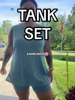 Easy, cute, comfortable ✨ #tankset #twopieceset #loungewear #momfit #sahm 