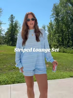 Striped lounge sets are quickly becoming a go to for me and yall this one is SOFTTTT!  #fashion #fashiontiktok #ootd #fallfashion 