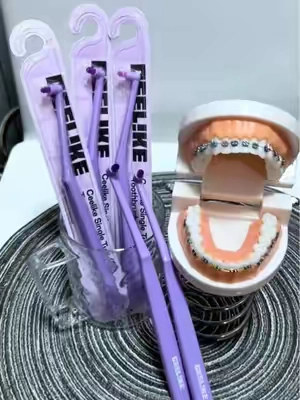 Braces trap plaque around the brackets. This brush is made to clean the spots a normal toothbrush can’t reach.#bracescare #ceelike #oralhygiene #dentaltips #braceshack #bracestoothbrush #foryoupage #dealsforyoudays