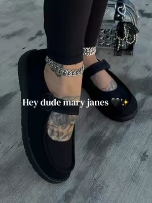 OBSESSED 🖤 If you are a half size SIZE UP. I’m technically an 8.5 and I got a 9 and they fit perfect ✨ @HeyDude #heydudeshoes #maryjaneshoes #altoutfits #altmom #darkaesthetics 