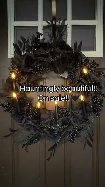 Mr Halloween wreath is hauntingly stunning! The black roses, berries, and elegant leaves give it the perfect gothic look, and the flickering candles add the coziest eerie glow. If you're decorating for Halloween or love dark, dramatic décor, grab this before it's gone @HSN, Inc #halloweendecor #spookydecor #gothicstyle #countdowntohalloween
