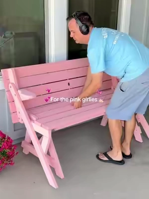 If you’re looking for some pink outdoor furniture, this is it. This is a bench and table in one.  @Best Choice Products, Inc. #outdoorfurniture #bench 