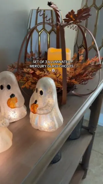 Set of 3 Illuminated Mercury Glass Ghosts by Valerie ✨ #spookyseason #ghostdecor #spookybutcute #summerween #foryou 