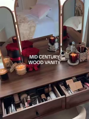 she’s so pretty🥹🤍 #vanity #vanitysetup #midcentury #vintagevanity #vanitytour 