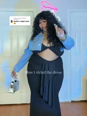 Replying to @Jasmine Marie it’s giving mandatory purchase tbh ✨🥹🖤 Jacket from is old from @SHEIN  Sandals are @Dr. Martens  Bag @Brandon Blackwood NYC  #blackdress #plussizefashion #plussize #dressycasual #plussizefriendly 