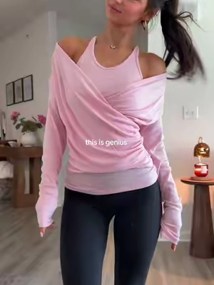 Comfy and cute and perfect for a chronically cold girlie @ogl #pilatesprincess #wraptop #2pieceset #tiktokshop #tiktokmademebuyit 