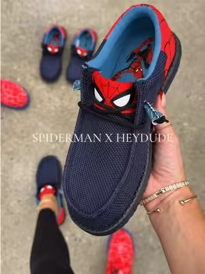 how cool is this new collab with Marvel Studios and @HeyDude! These limited drops go quick! 🕷️🕸️ #heydudeshoes #spidermanheydudes #newheydudes #kidsheydudes 