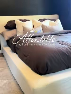 Still need to iron out the wrinkles this is fresh out the box! She is PERFECT 😭🥹💤☁️ #cloudbed #modern #roommakeover #bedding #bedframe 