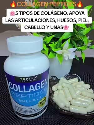 Collagen Peptides con 5 tipos de colágeno de Toplux Nutrition, para la piel, cabello,uñas, articulaciones  #collagen #collagenpeptides #supplements #healthsupplements #tiktokshopsummersale @Toplux Nutrition 