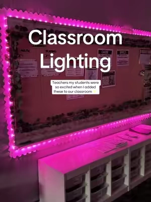 Such a simple way to add a touch of fun and cozy to the classroom that doesn’t cost a lot ! #classroommusthaves #classroomdecor #classroomideas #teachersoftiktok #classroomlighting 