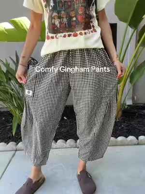 Size down 1! So stretchy & comfy 🤍 #ginghampants #falloutfit #plaidpants #plaidpants 