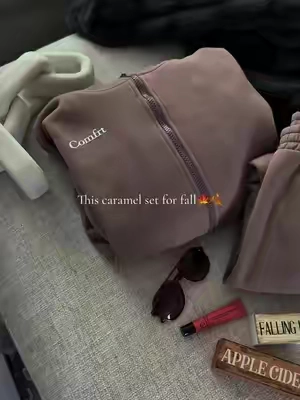 🍂🍁🤎🐈‍⬛ #fallfashion #set #comfrt #zipup #sweatpants 