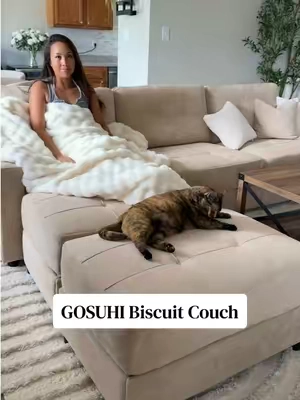 I love how sleek and simple this couch is. And the cushions don’t really move around so I haven’t had to fluff the cushions. #gosuhi #biscuitcouch #affordablefurniture #modularsofa #tiktokshopsummmersale 