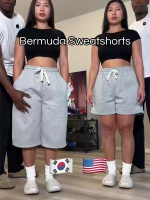 Koreans stepping it up ngl #longshorts #sweatshorts #caprisweatpants #womensshorts 