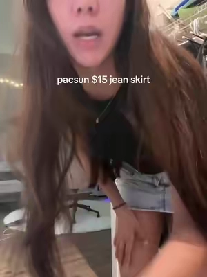 i’m 5”5 125lbs i got a 25 which is my normal jean size #pacsun #jeanskirt #denimskirt #summerfits 