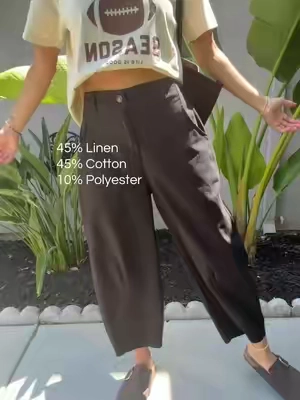 So stretchy & comfortable ✨ #trouserpants #widelegtrousers #linenpants #widelegpants 