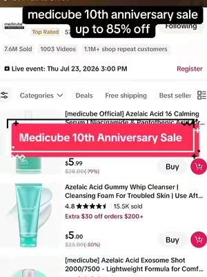 Medicube’s 10th Anniversary pricing on actually unbelievable. This Azelaic Acid helps to calm and soothe irritated skin, reduce excess oil, calm breakouts, hydrate skin, refine texture and more. And if you use Azelaic acid in your tretinoin routine, Medicube’s is a great quality option! Definitely worth way more than it’s priced right now. Now is the time to stock up! @medicube global @medicube US Store  #medicubesuperbrandday #medicube #azelaicacid #kbeauty #tretinoin 