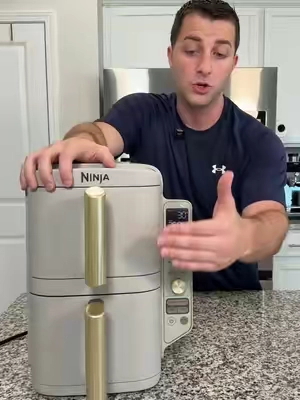 This is Ninjas brand new double basket air fryer, and they just dropped a limited stone gold color. Grab yours before they sell out! #ninja #ninjaairfryer #ninjadoublestack #airfryer 