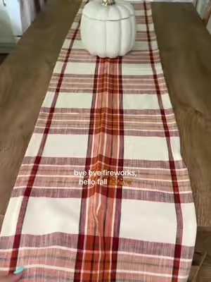 Fall table runner from QVC #falldecor #fall #fallvibes #fallaesthetic #fallkitchendecor 